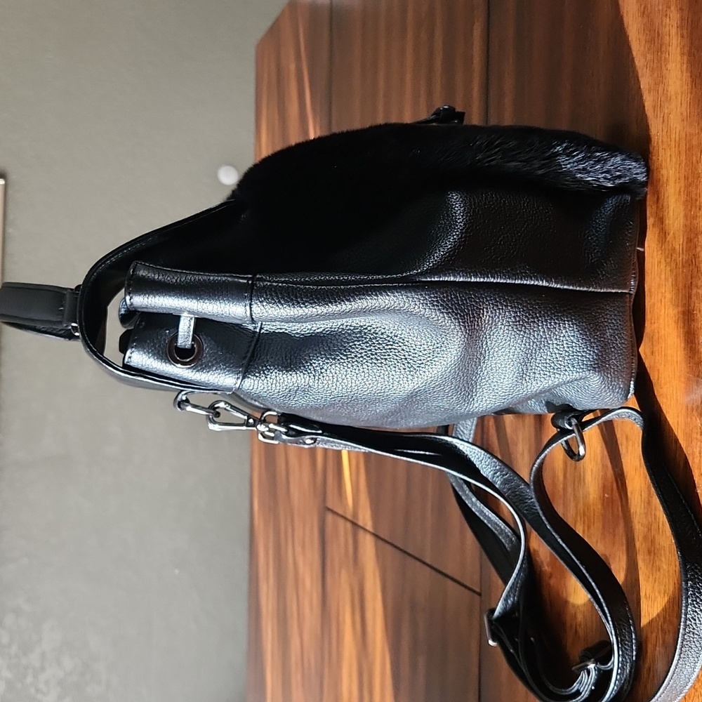 Overland Rex Rabbit Fur Leather Backpack - Picture 3 of 16